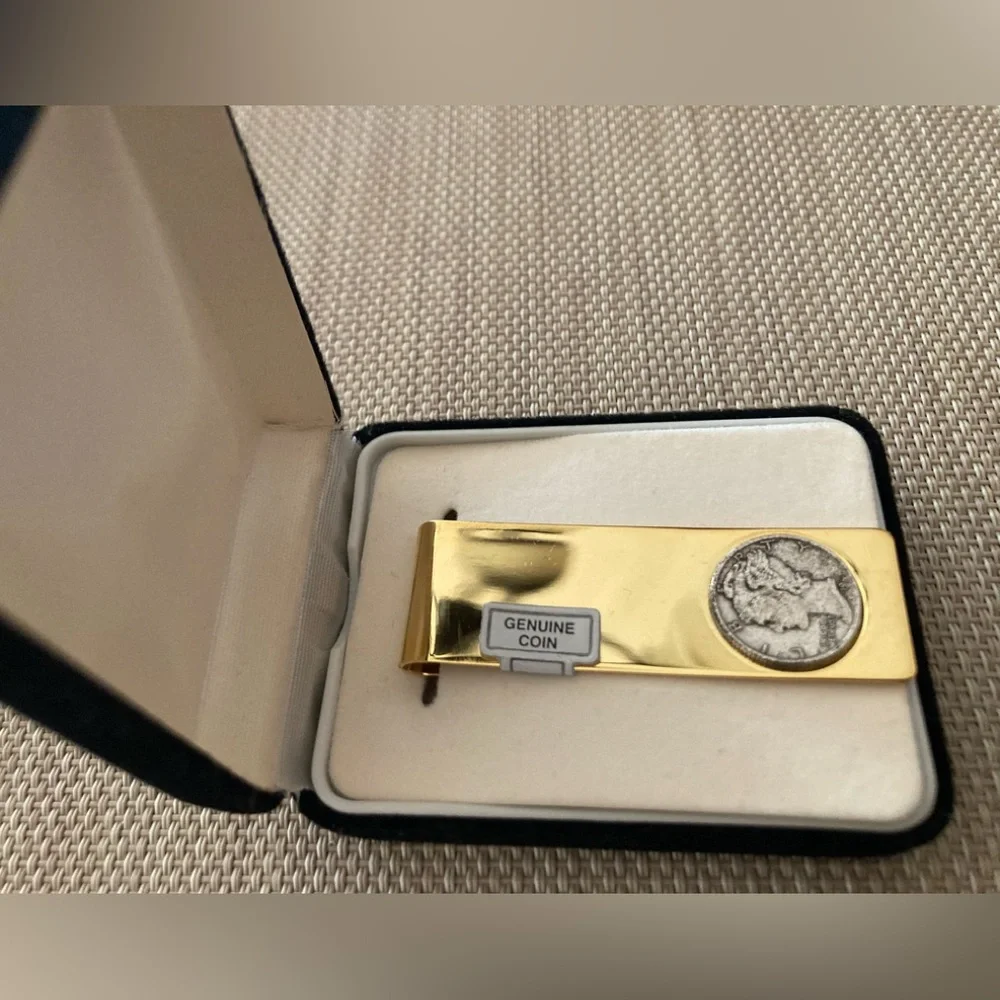 Money Clip with Authentic Mercury Silver Dime Coin, New